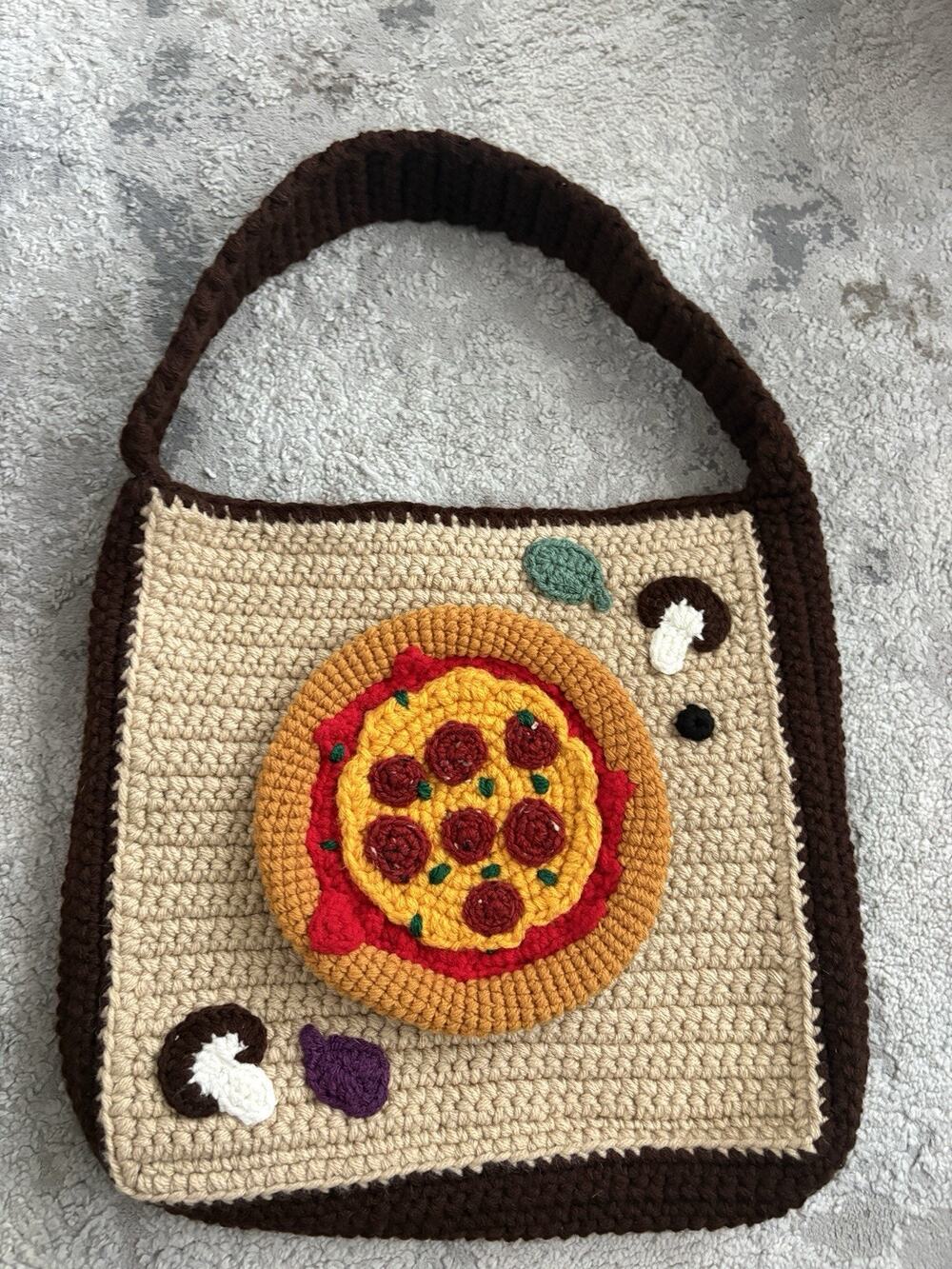 Crochet Tote Bag Womens Handbag Multicolor Granny Knit Boho Shoulder Purse Y2K